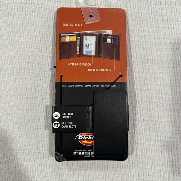 NWT Dickies Classic Brown Trifold Wallet • Bill Pocket • Interior ID Window - Picture 3 of 5